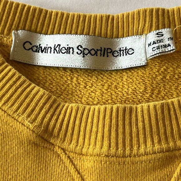 Vtg Calvin Klein Sport Petite Crewneck Sweatshirt Womans Small Gold Embroidered - Picture 4 of 12
